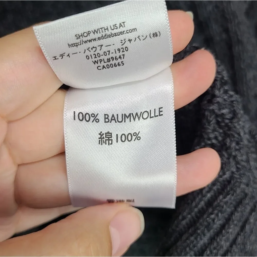 Eddie Bauer Men's Knitted 100% Cotton Gray Sweater Like New Size Large‎